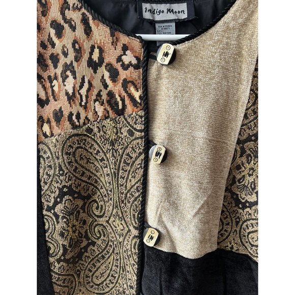 Vintage Indigo Moon Patchwork Animal Print Jacket Blazer Art to Wear Size 1X - Picture 2 of 4